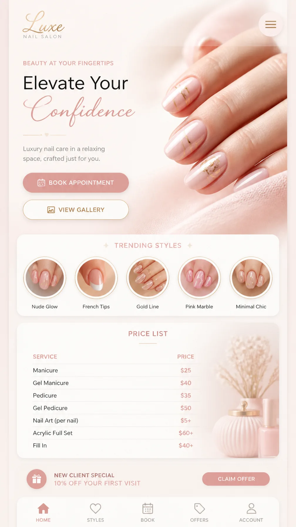 Nail salon website built with PageFork