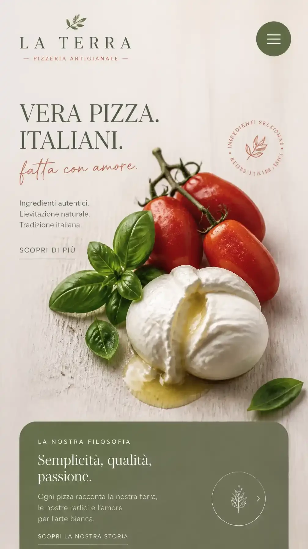 Italian pizzeria website built with PageFork