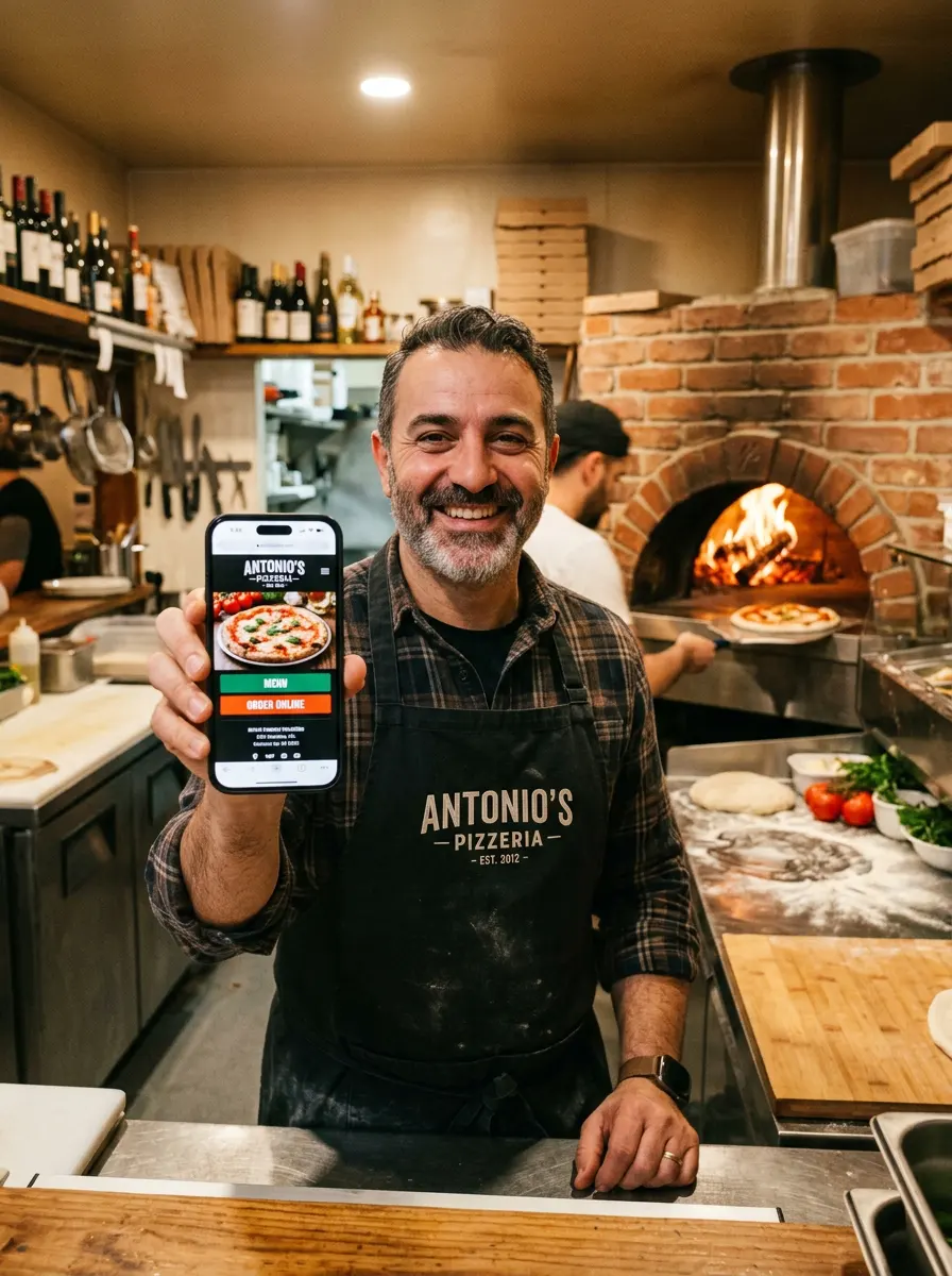 Pizzeria owner who built their website with PageFork
